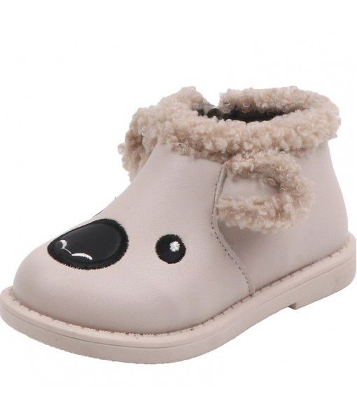 New design winter fashion cute warm boys and girls shoes faux fur PU leather kids snow boots