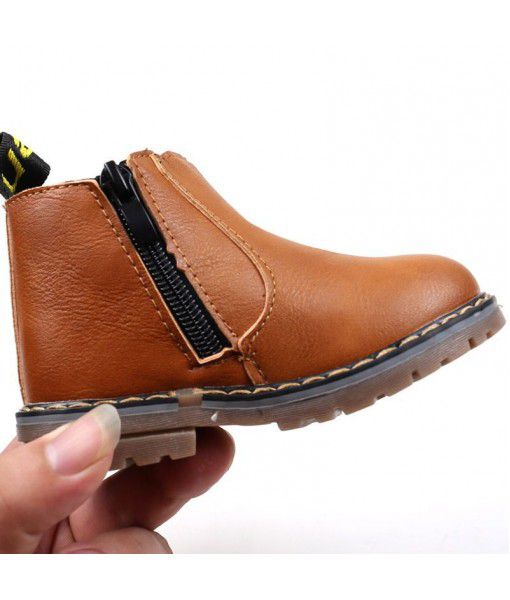 Fashionable children's shoes for girls with newly designed zipper for children's leather boots