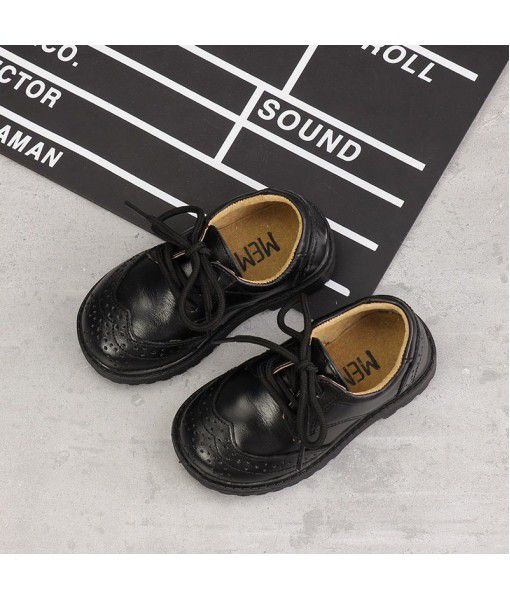 Spring and autumn boys' and girls' students' black leather shoes and leather children's shoes