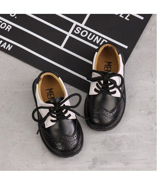 Spring and autumn boys' and girls' students' black leather shoes and leather children's shoes