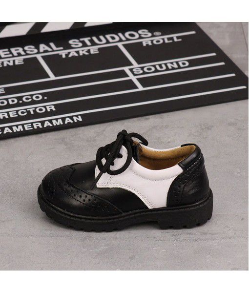 Spring and autumn boys' and girls' students' black leather shoes and leather children's shoes