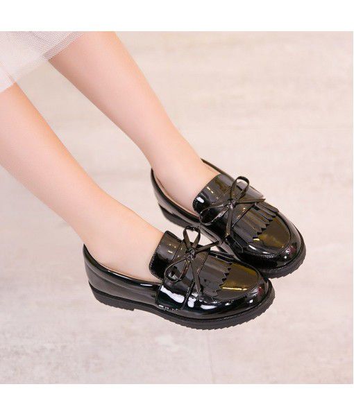 Girls' shoes spring 2020 new children's single shoes soft soled princess shoes British style black student performance shoes