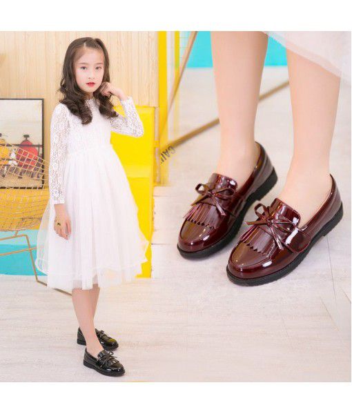 Girls' shoes spring 2020 new children's single shoes soft soled princess shoes British style black student performance shoes