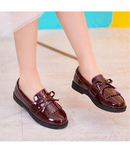 Girls' shoes spring 2020 new children's single shoes soft soled princess shoes British style black student performance shoes