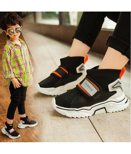 Girls' shoes 2019 new autumn Korean fashion boys' elastic knitting breathable socks shoes children's sports shoes