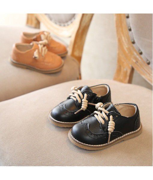 Children's shoes retro British style children's shoes spring and autumn new baby shoes leather soft sole single shoes for boys and girls