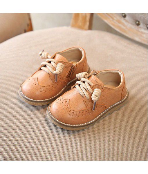 Children's shoes retro British style children's shoes spring and autumn new baby shoes leather soft sole single shoes for boys and girls