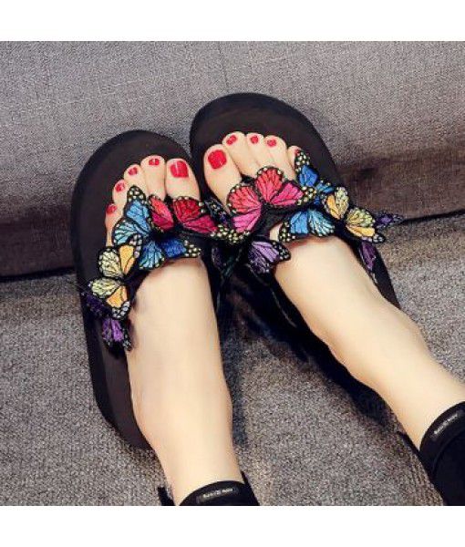 Factory direct selling new butterfly DIY high heel women's flip flops in summer
