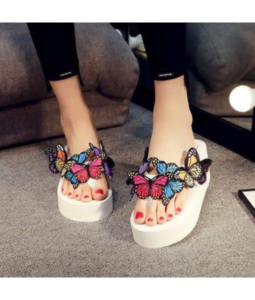 Factory direct selling new butterfly DIY high heel women's flip flops in summer
