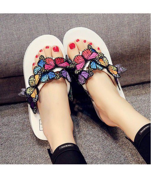 Factory direct selling new butterfly DIY high heel women's flip flops in summer
