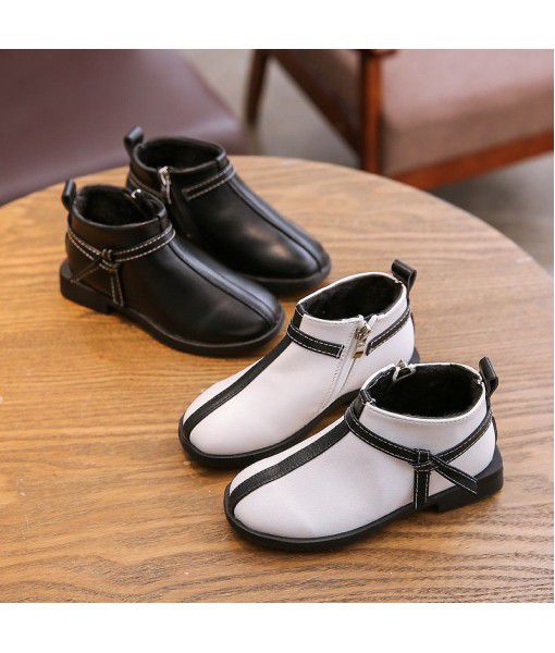 Girls' boots autumn and winter 2019 new Korean children's Martin boots two cotton boots girls' single boots Princess short boots trend