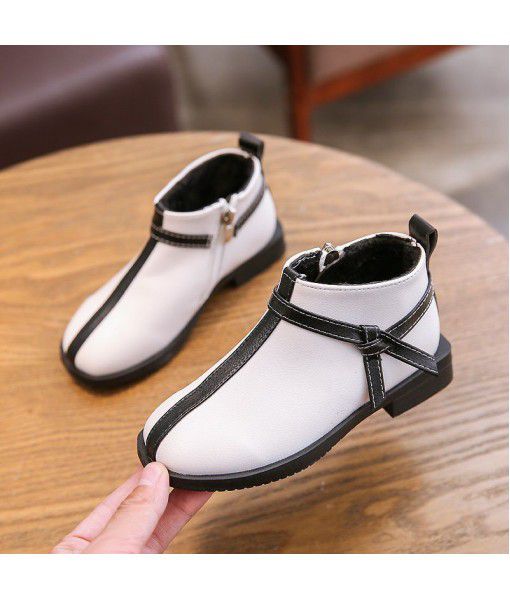 Girls' boots autumn and winter 2019 new Korean children's Martin boots two cotton boots girls' single boots Princess short boots trend