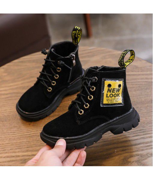 Children's Martin boots women's 2019 winter girl's Plush Princess warm short boots middle and big children's British style two cotton boots trend