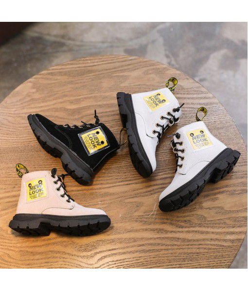 Children's Martin boots women's 2019 winter girl's Plush Princess warm short boots middle and big children's British style two cotton boots trend