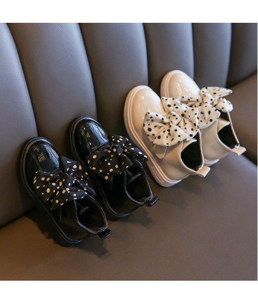 Girls' short boots 2019 new children's Martin boots sweet girl Princess boots bowknot winter plush cotton boots