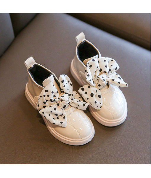 Girls' short boots 2019 new children's Martin boots sweet girl Princess boots bowknot winter plush cotton boots