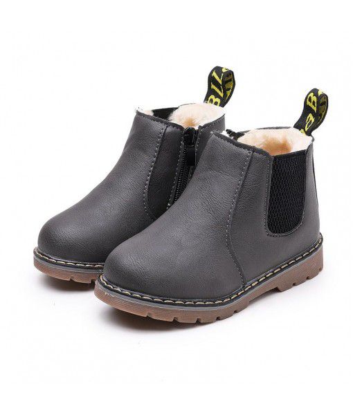 Great! Autumn and winter new children's Martin boots girl's British single boot short boots plus cotton warm boots boy's boot fashion