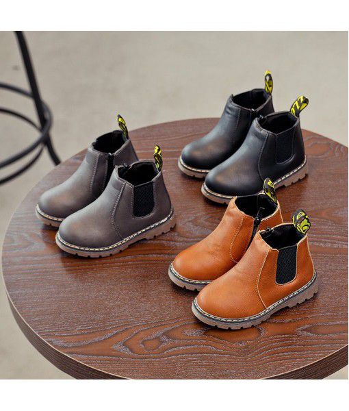 Great! Autumn and winter new children's Martin boots girl's British single boot short boots plus cotton warm boots boy's boot fashion