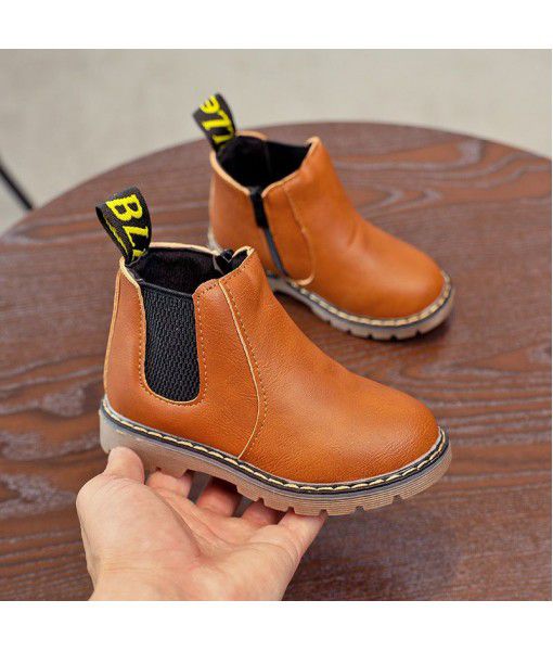 Great! Autumn and winter new children's Martin boots girl's British single boot short boots plus cotton warm boots boy's boot fashion