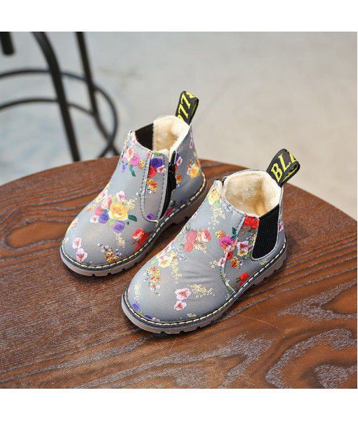 Great! Autumn and winter new children's Martin boots girl's British single boot short boots plus cotton warm boots boy's boot fashion