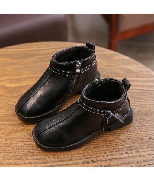 Girls' boots autumn and winter 2019 new Korean children's Martin boots two cotton boots girls' single boots Princess short boots trend