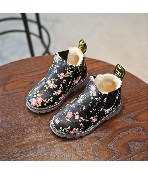 Great! Autumn and winter new children's Martin boots girl's British single boot short boots plus cotton warm boots boy's boot fashion