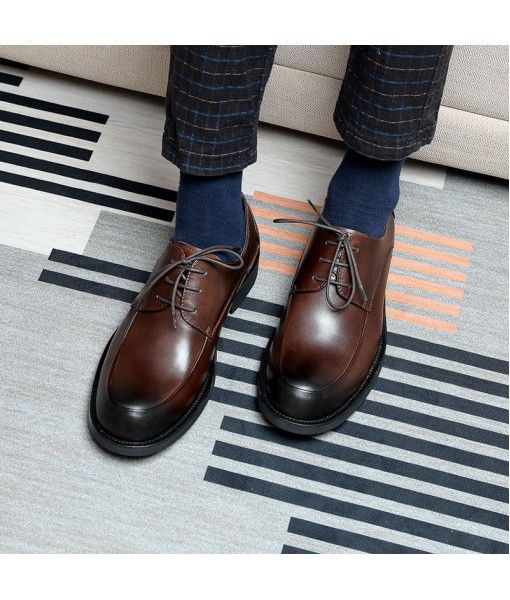 Manufacturer's direct sale leather shoes men's formal round head big head high-grade one hair substitute top-layer cow leather business leather men's shoes