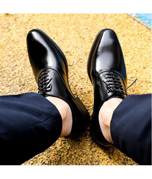 Leather shoes men's leather 2020 new British leather manual three joint business formal high-end casual shoes men's shoes