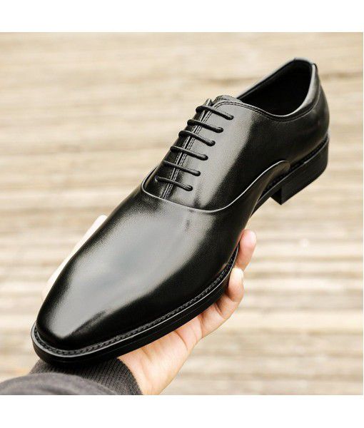 Leather shoes men's leather 2020 new British leather manual three joint business formal high-end casual shoes men's shoes