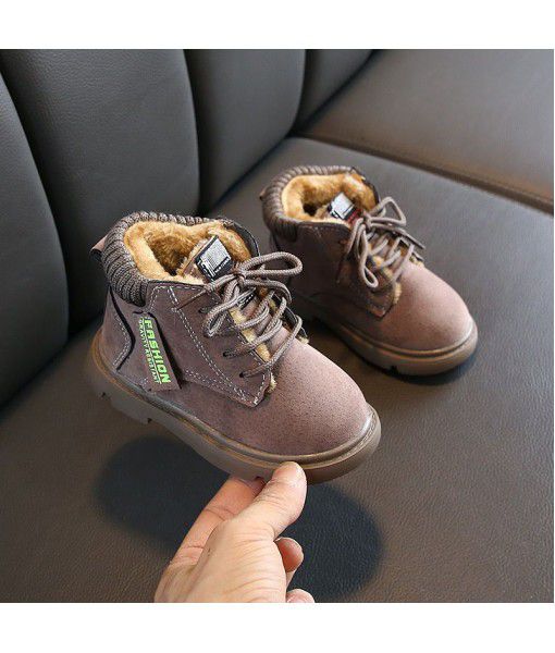 Children's Martin boots autumn and winter 2019 new children's shoes wholesale Korean Plush warm boys' small and medium-sized children's cotton boots