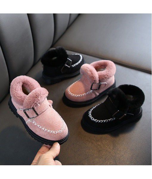 Children's snow boots 2019 new girls' plush cotton shoes children's Princess winter shoes little girls' baby warm shoes