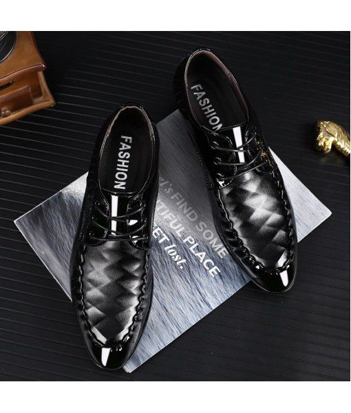 2020 new men's shoes large men's business dress leather shoes pointed men's shoes lace up casual shoes