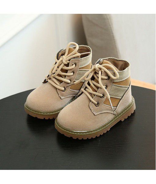 Children's fashion medium boots, wolf boots, autumn and winter new baby Martin boots, boys' and girls' shoes, British style small yellow boots