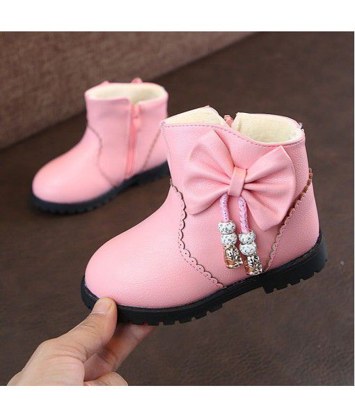 Autumn and winter 2018 new children's Princess versatile fashion boots bowknot little girl boots middle and big children's student shoes